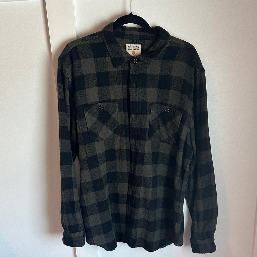 Ruff Hewn Black and Green Checkered Men's Shirt